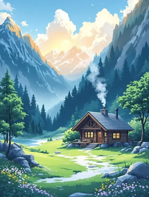 山谷林中小屋 漫画封面